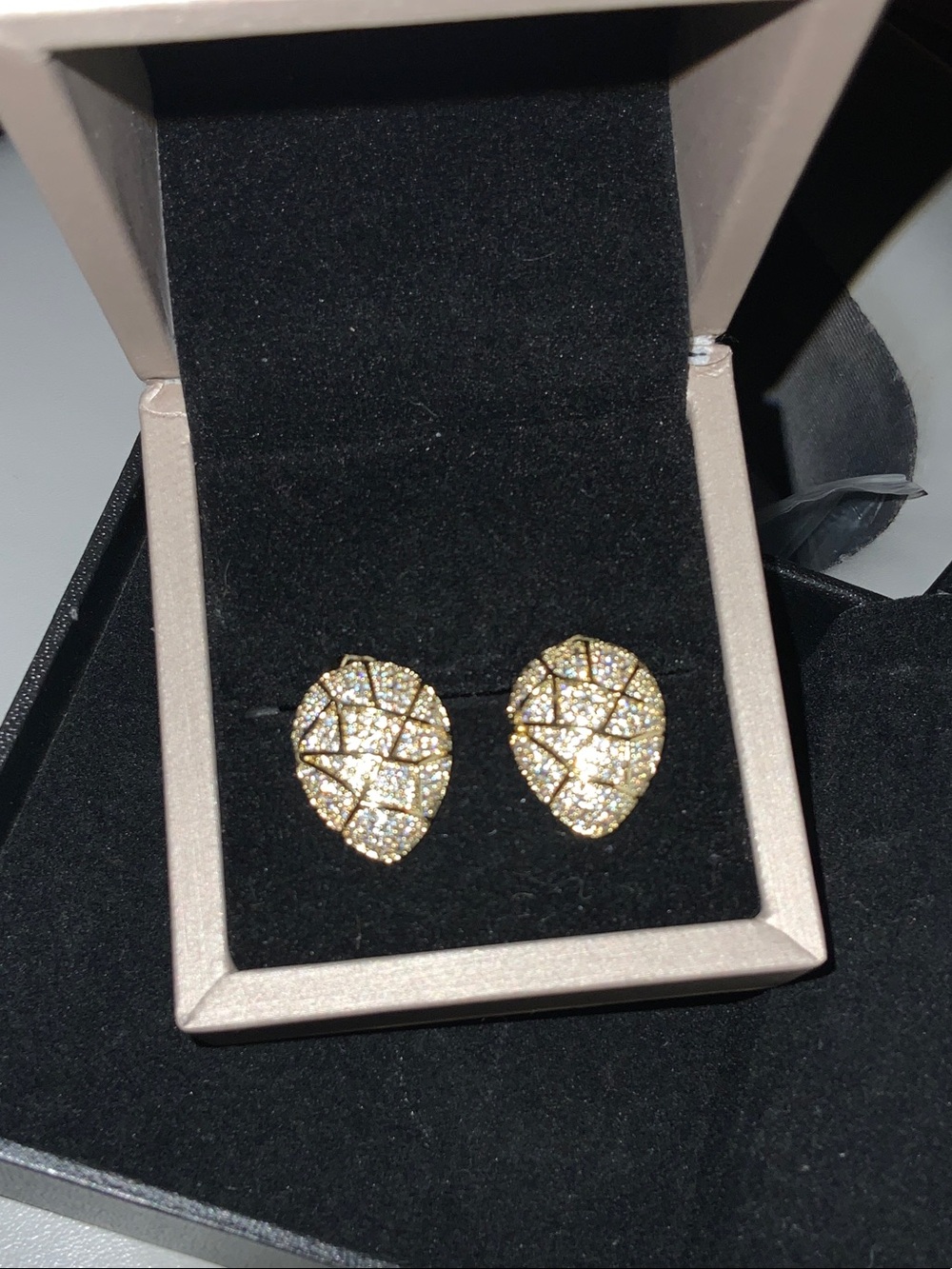 Gold Pavé Teardrop Stud Earrings - Sparkling Gold Tone